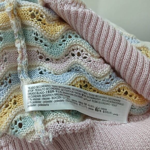 Zara womens large viscose silk vest Sleevless top open knit mesh lavender blue - Picture 7 of 7